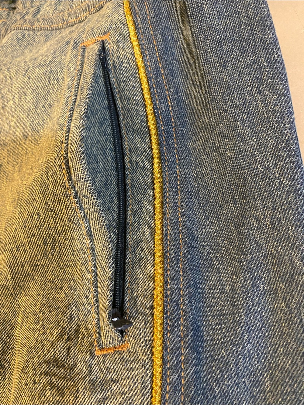 Men's Grey Wide-Leg Sweatpants with Blue Side Panel - Picture 5 of 12
